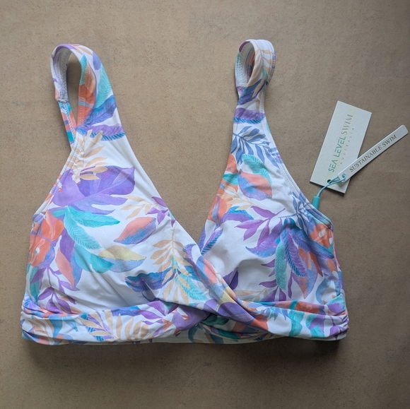 Sea Level Bikini Top NWT Size 10 Botanica Cross Front - lifting - Picture 4 of 11
